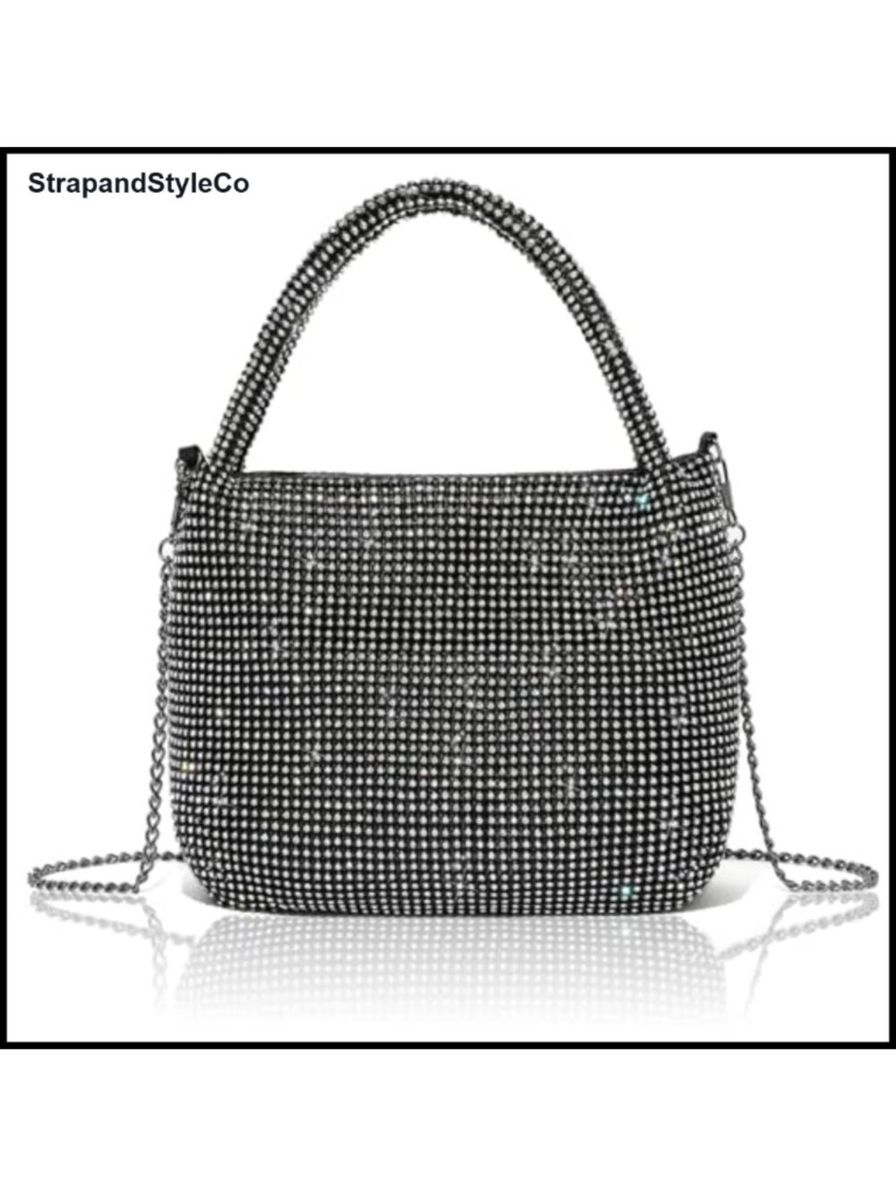 Rhinestone Clutch Evening Bag with Detachable Crossbody Chain